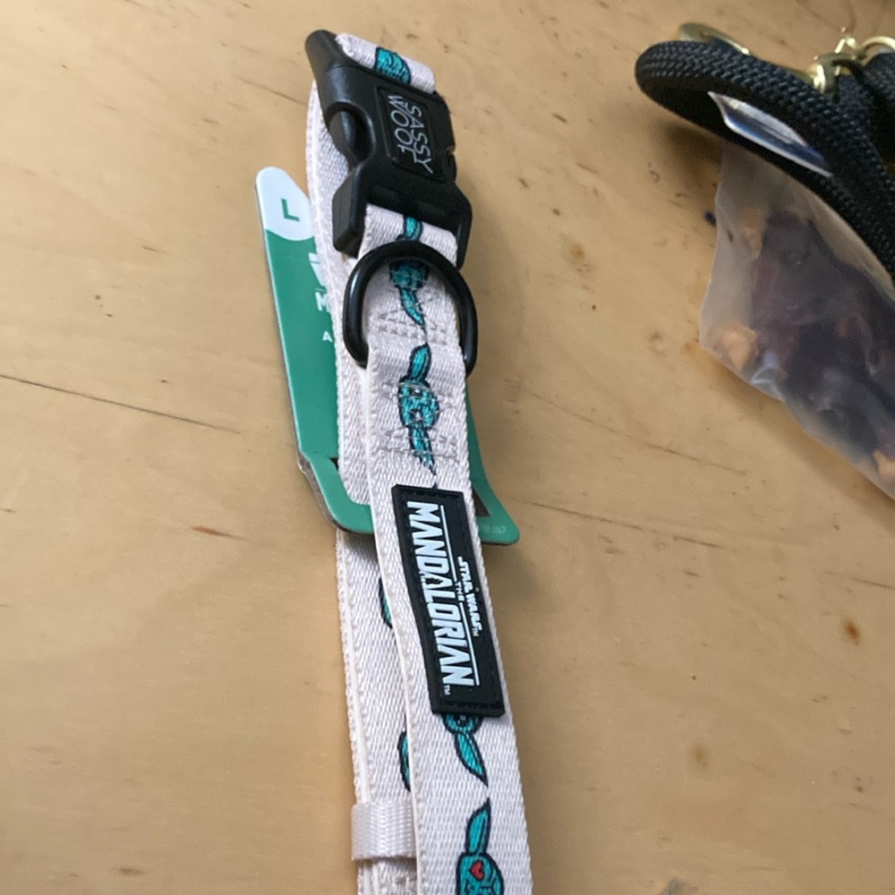 Dog Collar - White with Green Accents